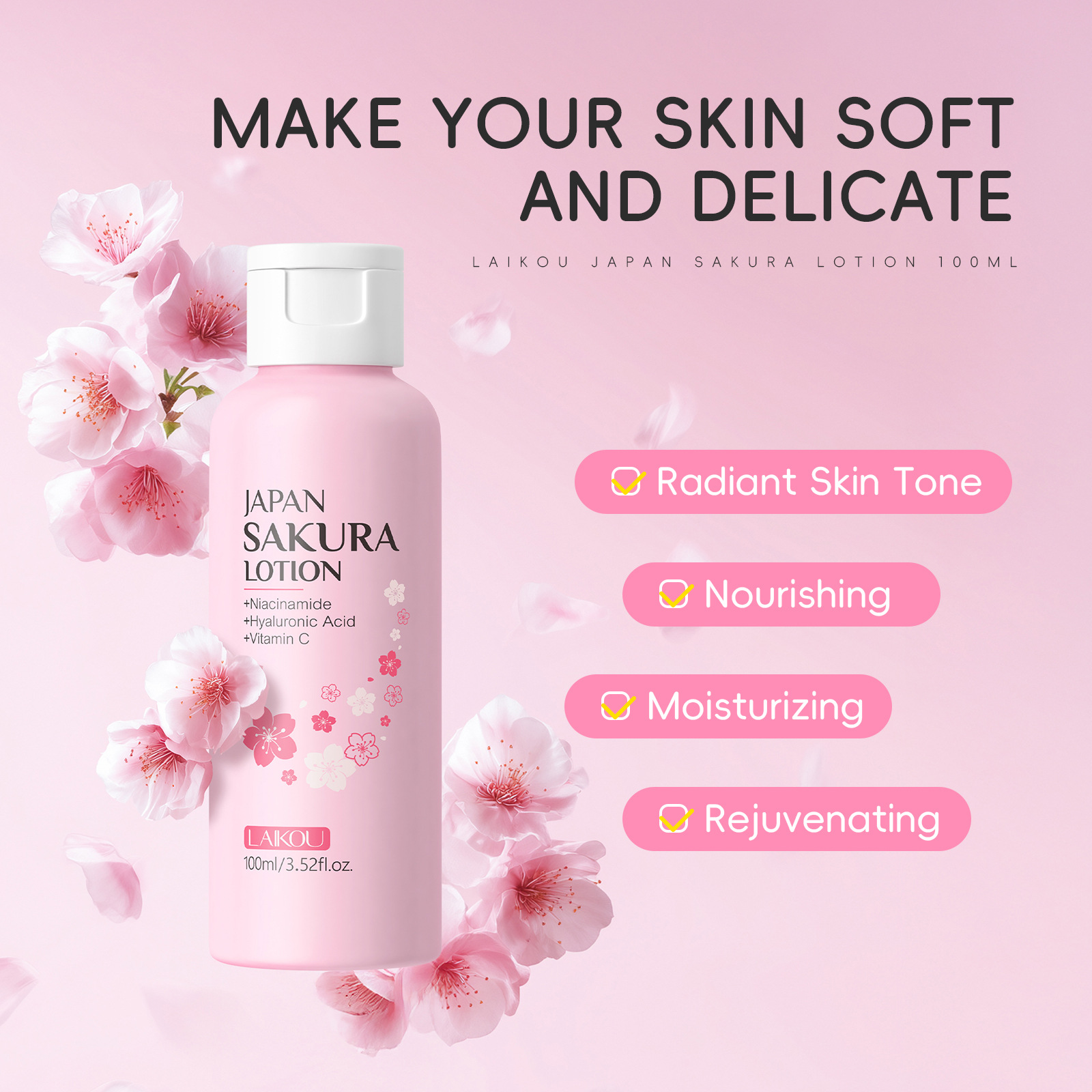 Loción Facial LAIKOU Sakura 10 - Niacinamide Pore Shrinking Essence reseña y precio