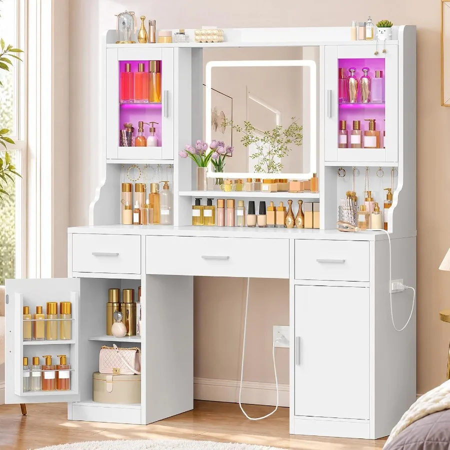 Tocador con espejo y luces par - Makeup reseña y precio