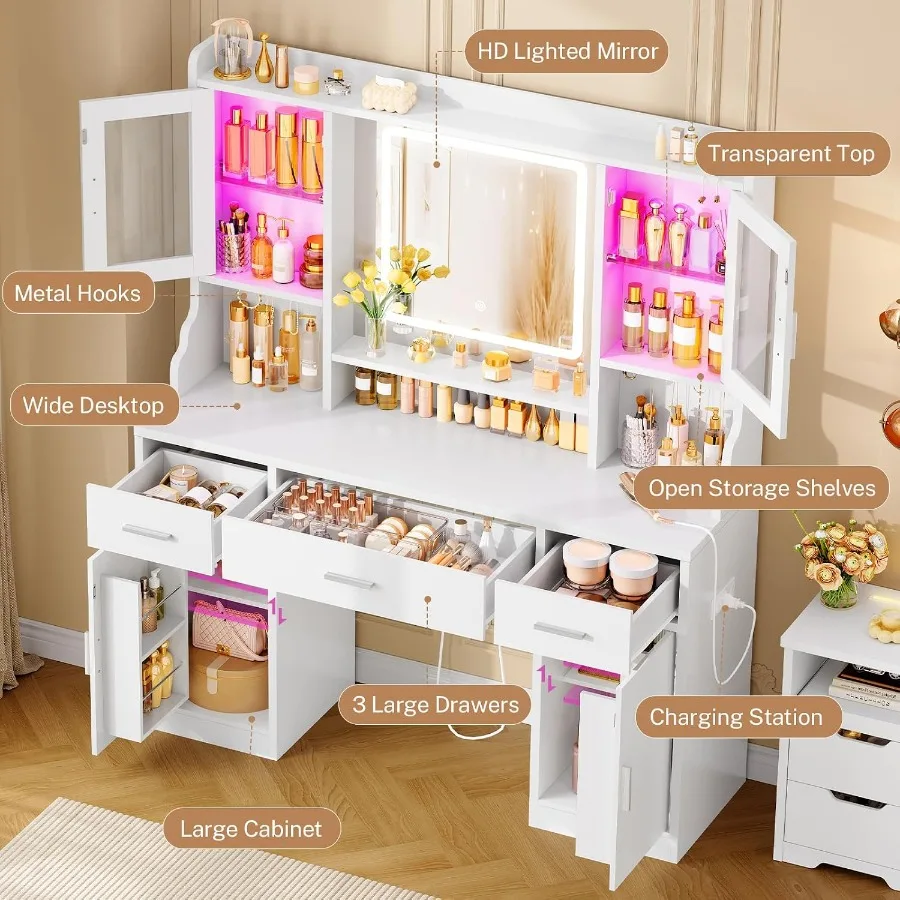 Tocador con espejo y luces par - Makeup reseña y precio